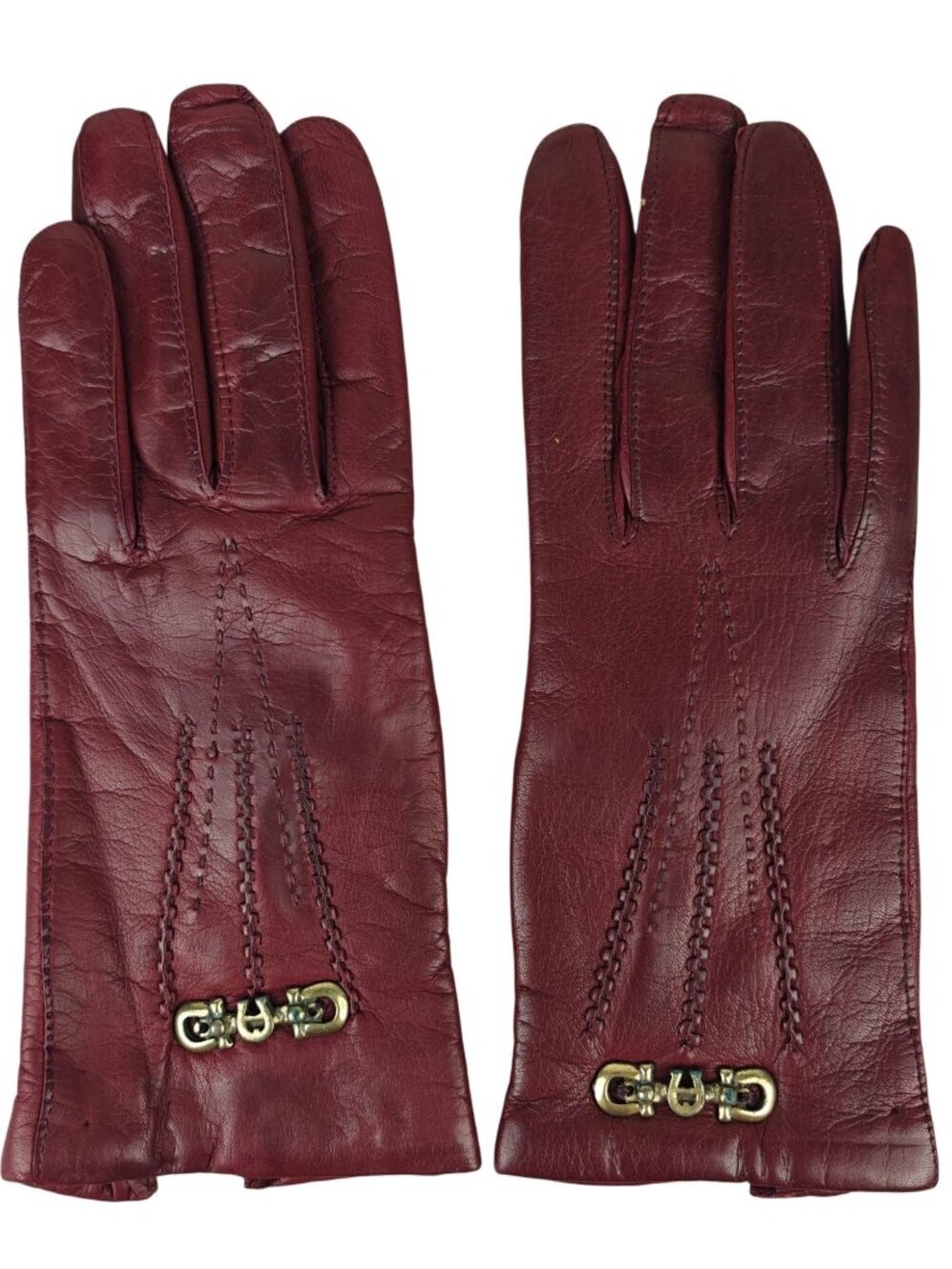 Vintage Etienne Aigner Women's Leather Gloves Burgundy Size 7.5 Lined